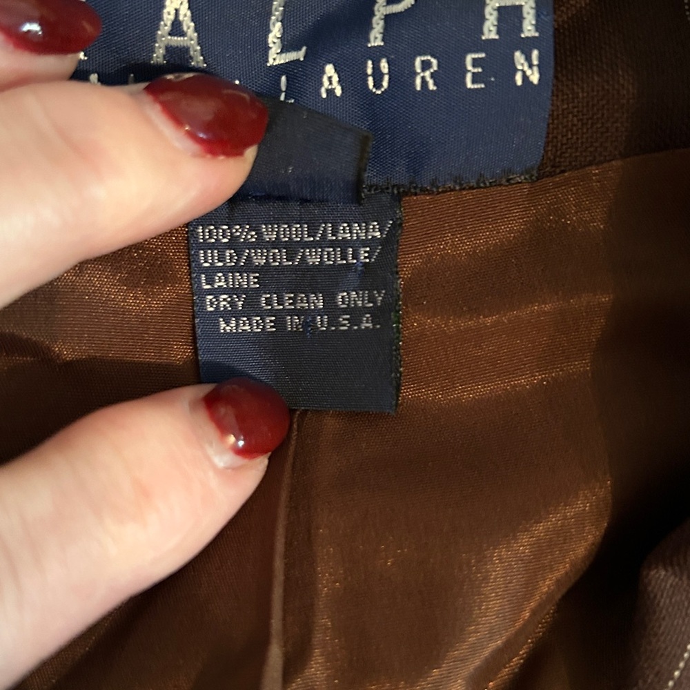 RALPH Ralph Lauren chocolate brown pinstripe double breasted blazer - Picture 5 of 5